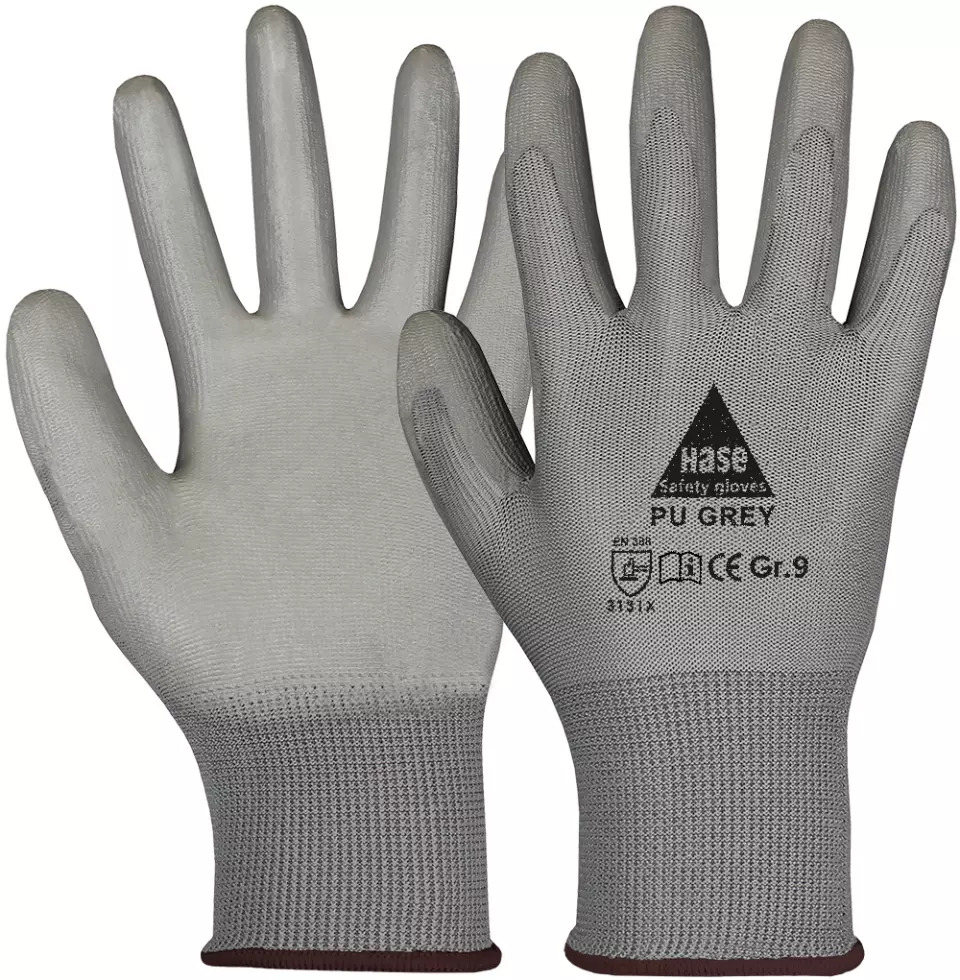 Hase Safety Gloves 509540, PU GREY Assembly Gloves, image 1, gallery thumbnail