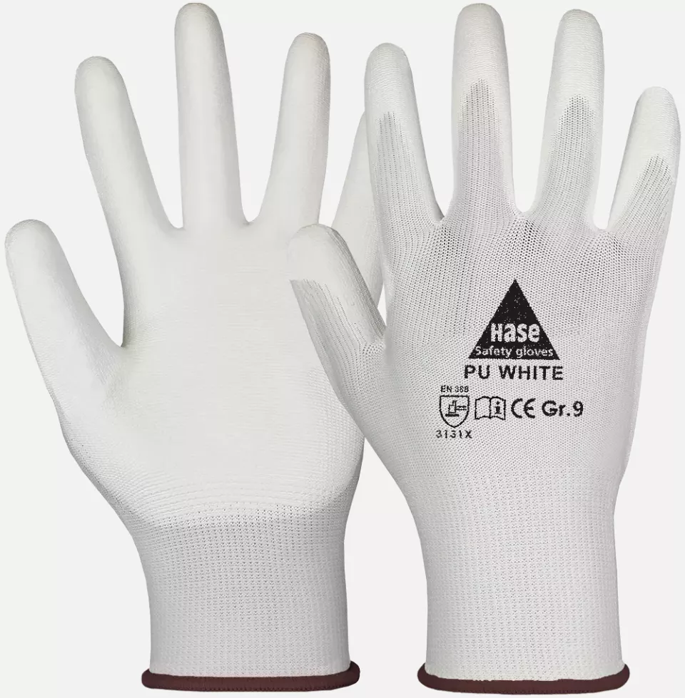 Hase Safety Gloves 509520, PU WHITE Assembly Glove, image 1, gallery thumbnail