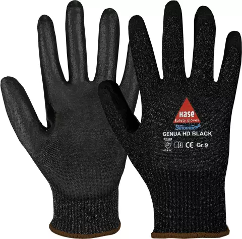 Hase Safety Gloves GENUA HD BLACK Cut Protection Glove