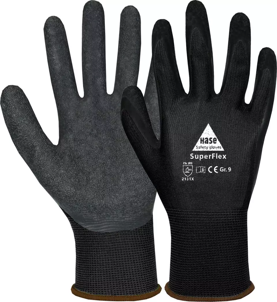 Hase Safety Gloves 508610S, SUPERFLEX BLACK Montagehandschuhe, image 1, gallery thumbnail