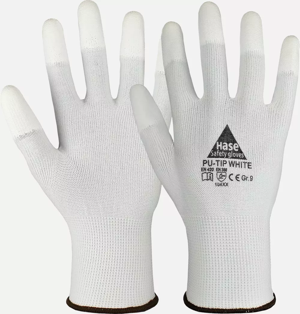 Hase Safety Gloves 509515, PU-TIP WHITE Assembly Glove, image 1
