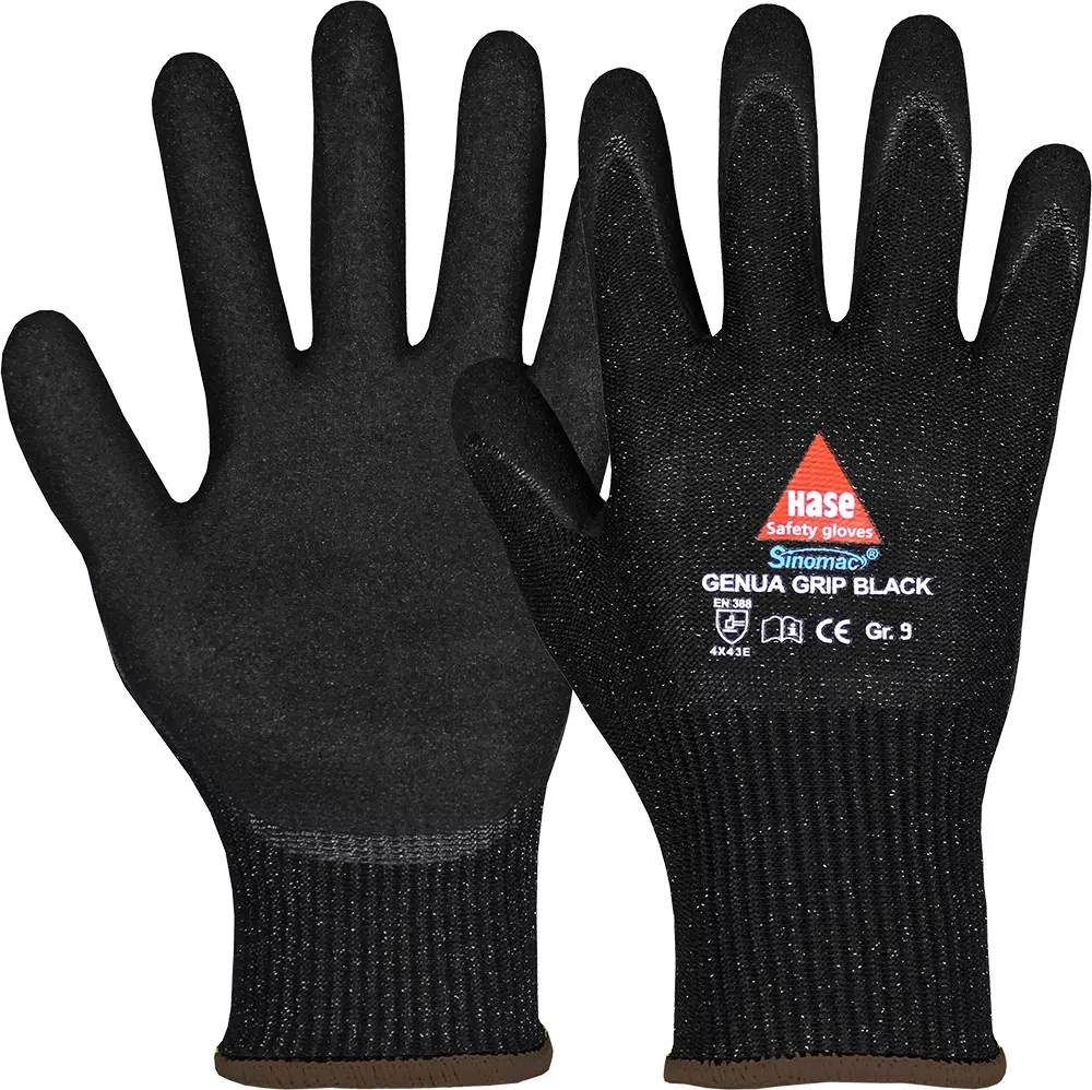 Hase Safety Gloves 508502, GENUA GRIP BLACK Cut Protection Glove