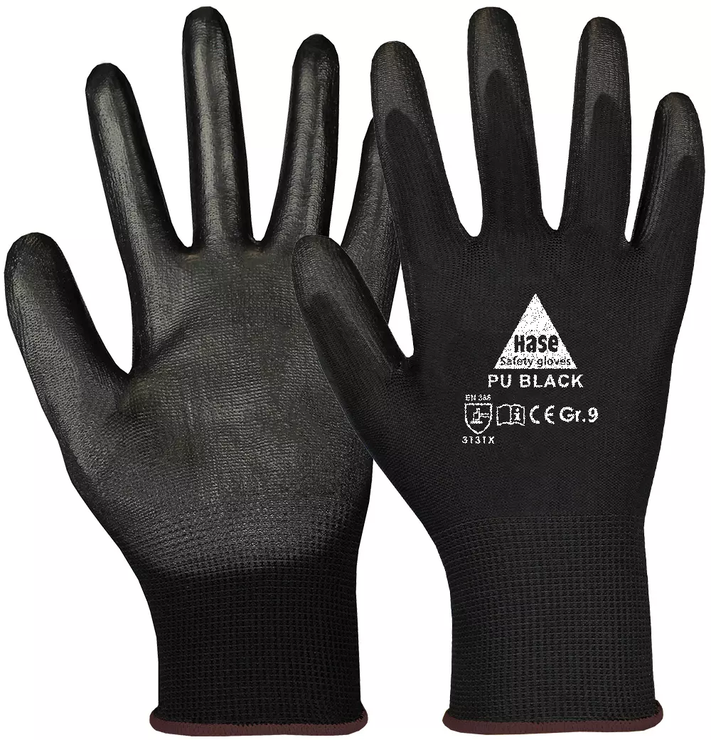 Hase Safety Gloves 509560, PU BLACK Assembly Gloves, image 1