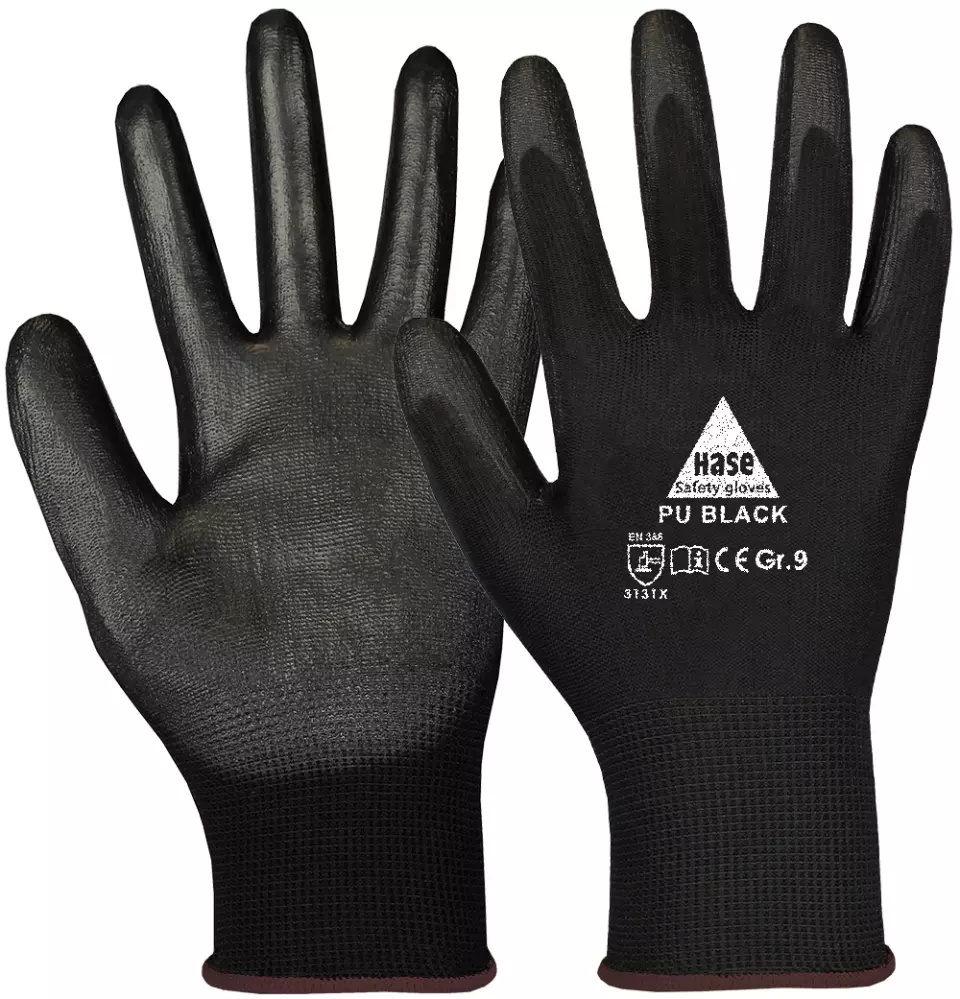 Hase Safety Gloves 509560, PU BLACK Assembly Gloves, image 1, gallery thumbnail