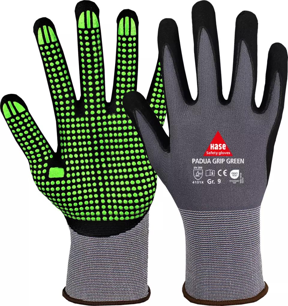 Hase Safety Gloves 508150G, PADUA GRIP GREEN Assembly Gloves, image 1, gallery thumbnail