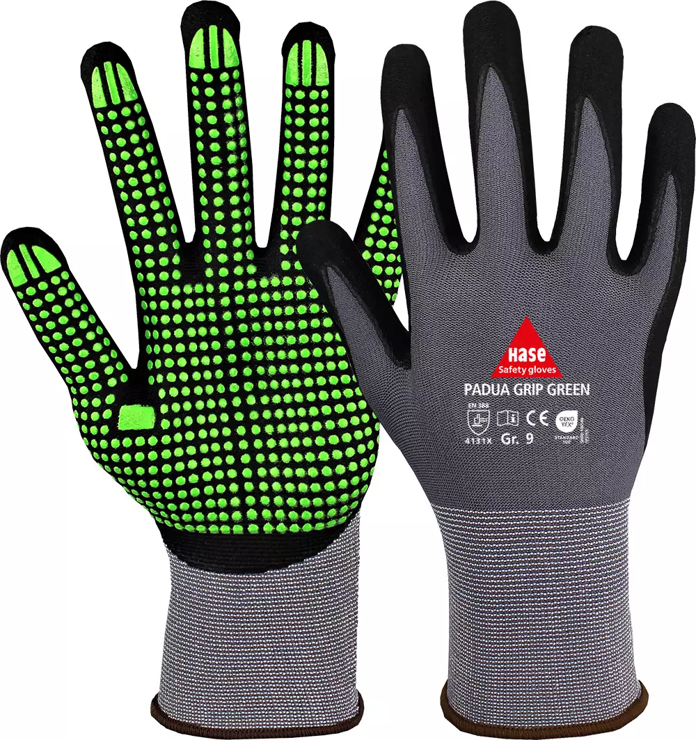 Hase Safety Gloves 508150G, PADUA GRIP GREEN Assembly Gloves, image 1
