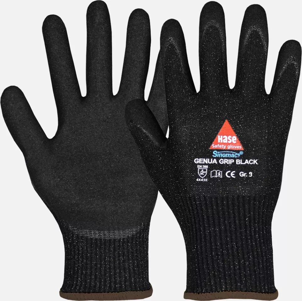 Hase Safety Gloves 508502, GENUA GRIP BLACK Cut Protection Glove, image 1, gallery thumbnail