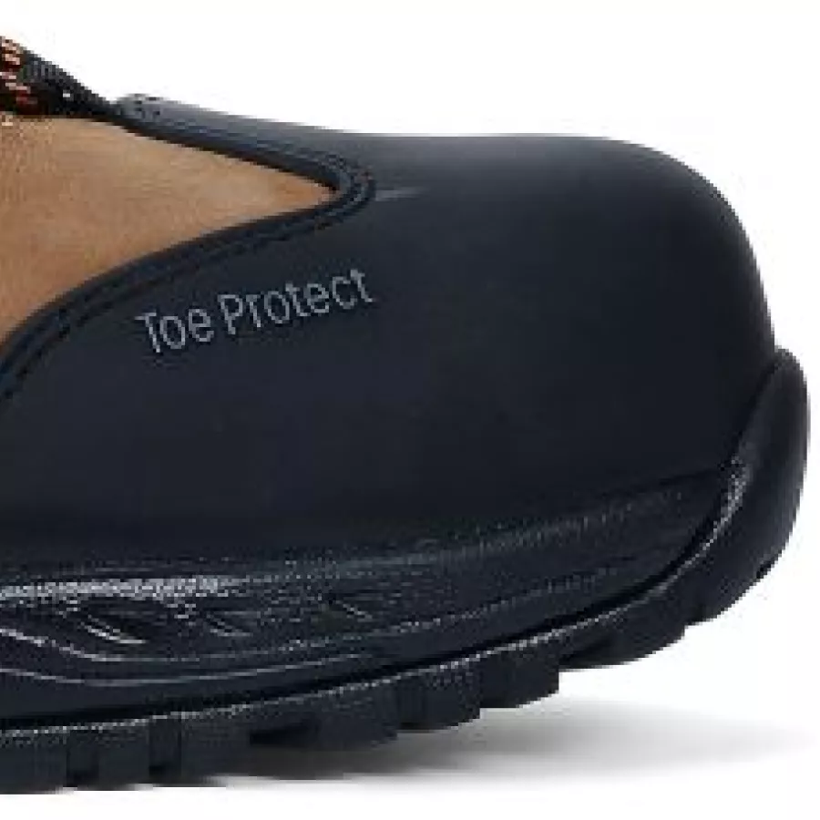 **Fiberglas-Zehenschutzkappe** schützt Ihre Füße und hält den Stiefel leicht für ganztägigen Tragekomfort.