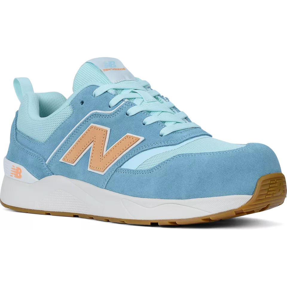 New Balance WEELCAP-2944, Elite Lite Womens Safety Shoe S1 PL HRO FO SC SR Milky Blue/orange, image 1, gallery thumbnail