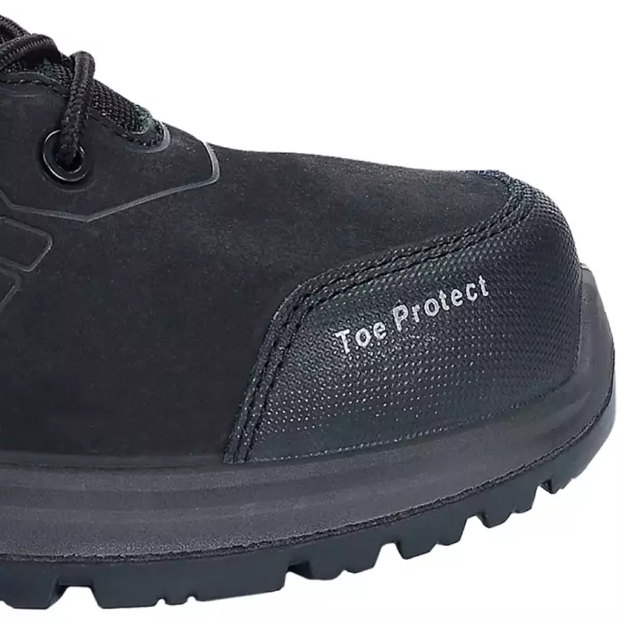 **Lightweight fiberglass toe cap** gives you certified safety and lasting comfort all day.
