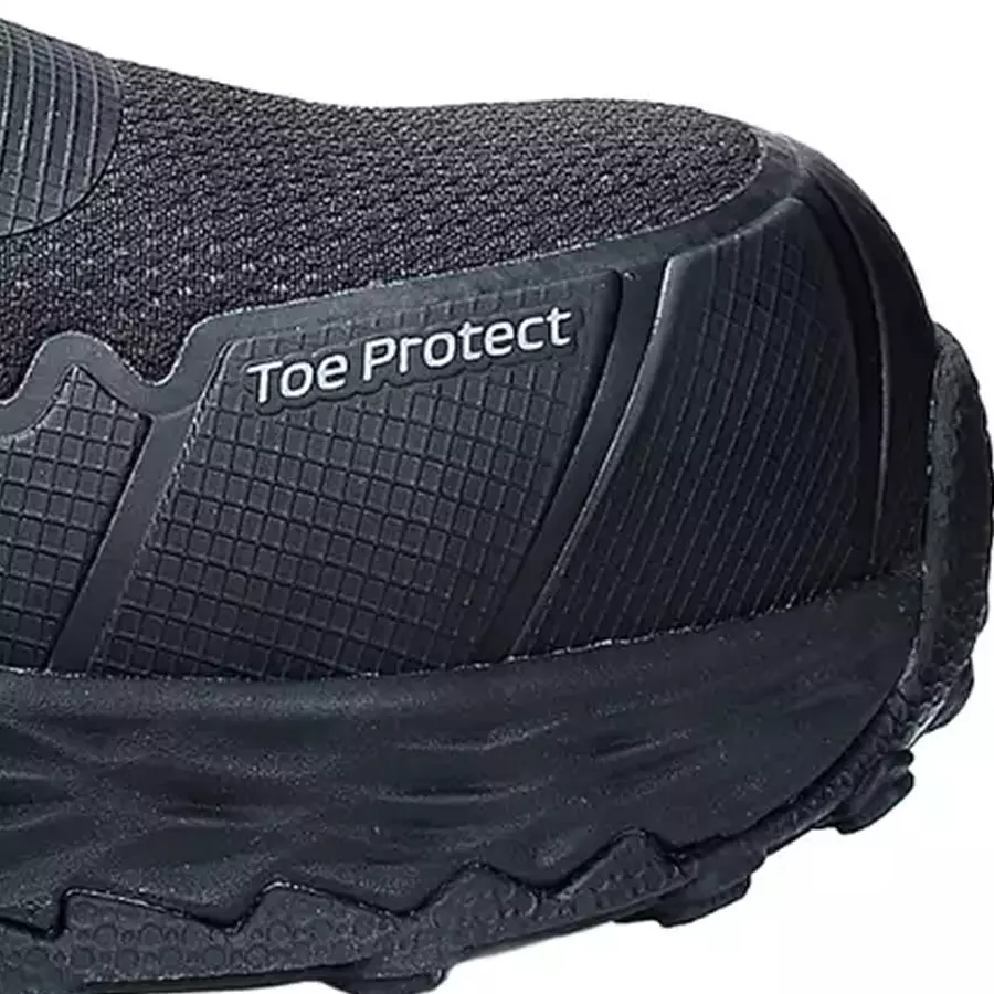 **The lightweight, metal-free fiberglass toe cap** protects you while keeping every step light.