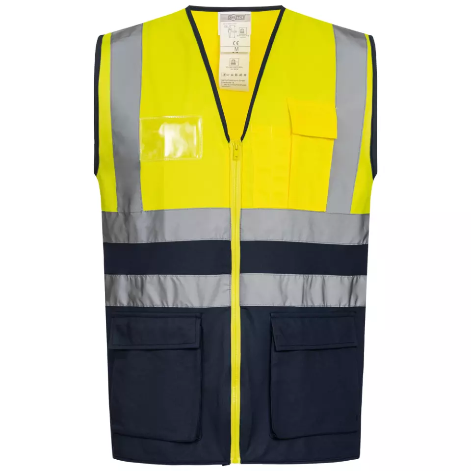 Safestyle 23508, BERTHEL High Visibility Vest Yellow/Navy, image 1, gallery thumbnail