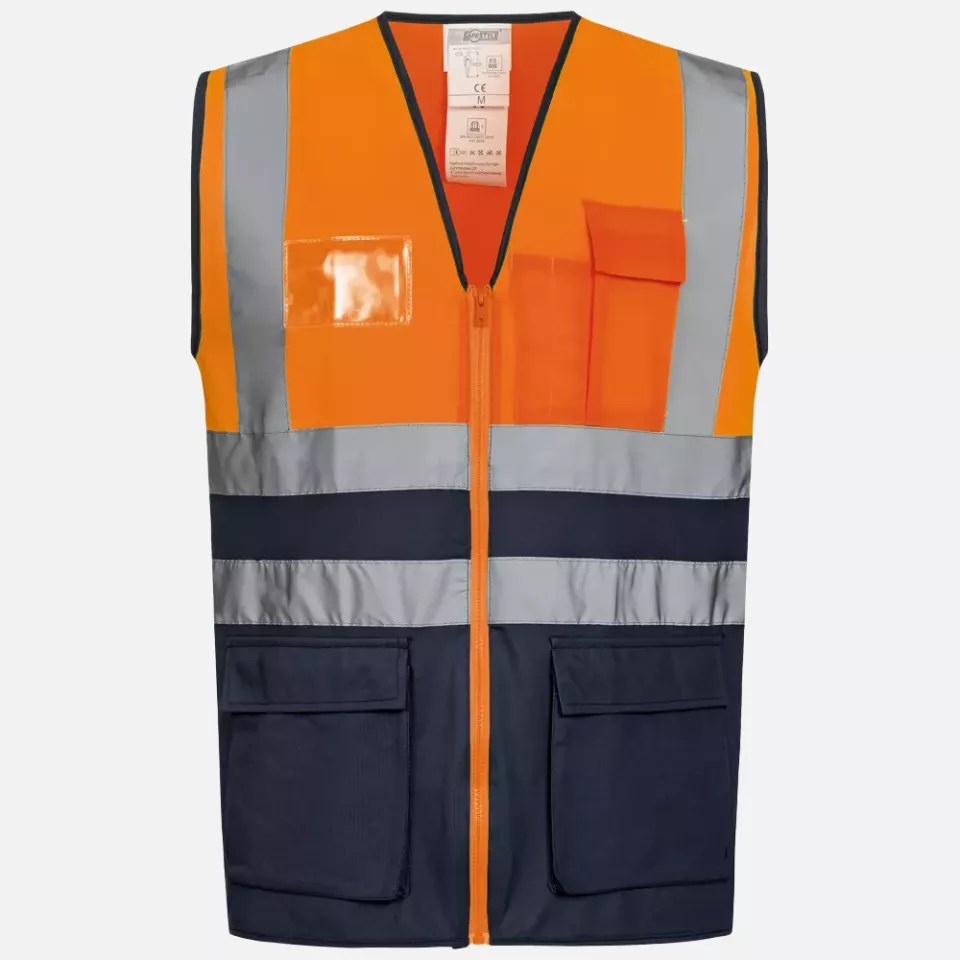 Safestyle 23509, KORNEL High Visibility Vest Orange/Navy, image 1, gallery thumbnail