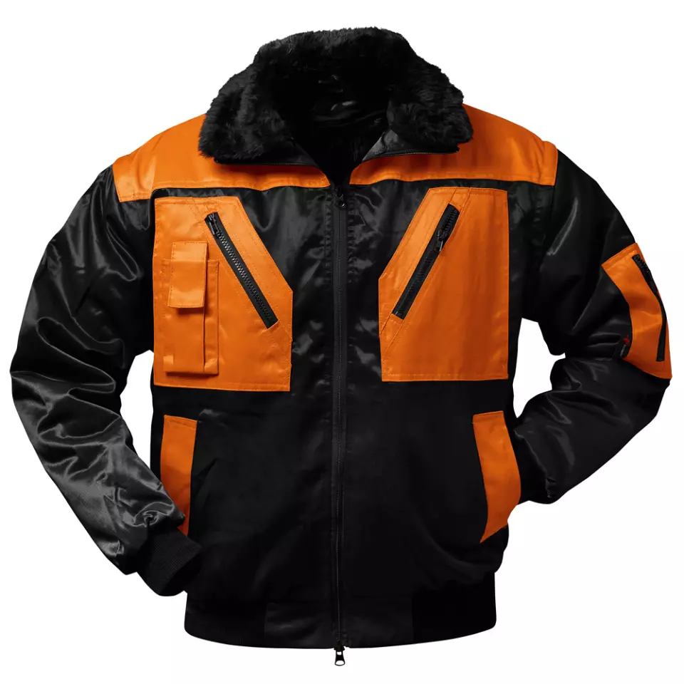 Norway 23628, OSLO Pilot Jacket, Black/Orange with Detachable Sleeves, image 1, gallery thumbnail