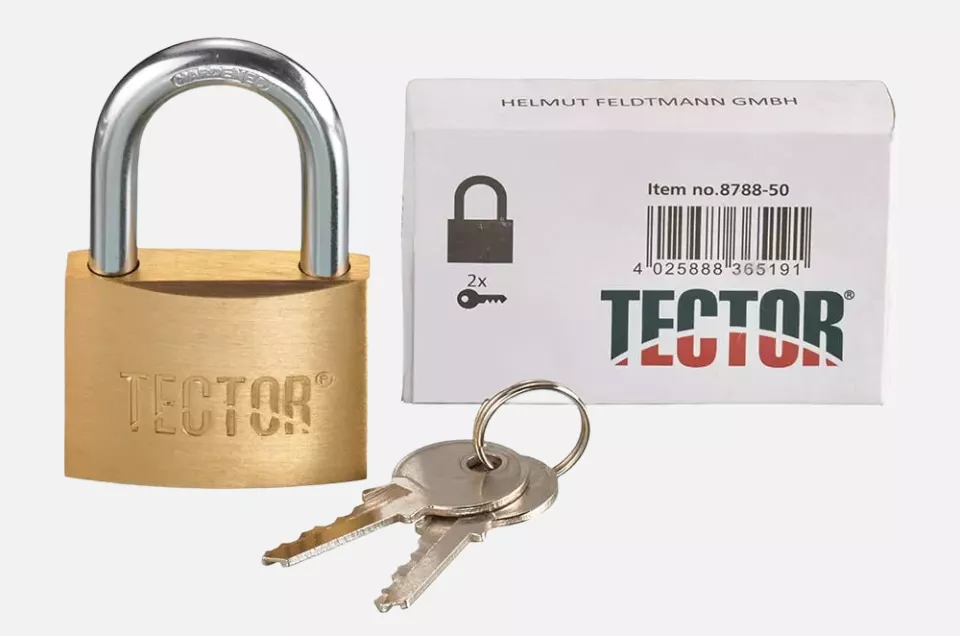 Tector 8788-50, Brass Padlock 50 mm, image 1, gallery thumbnail