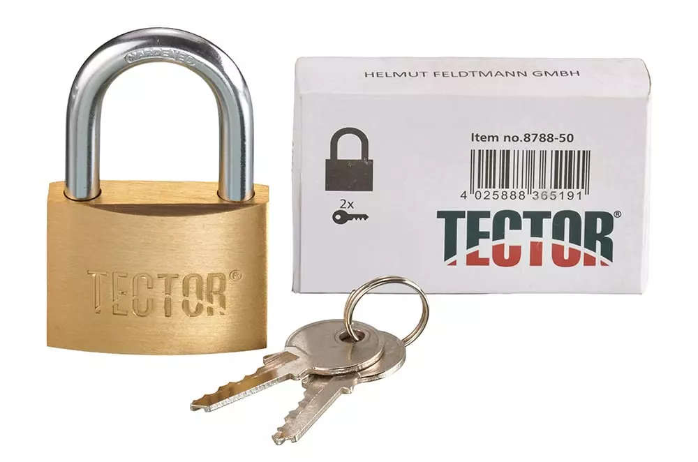 Tector 8788-50, Brass Padlock 50 mm