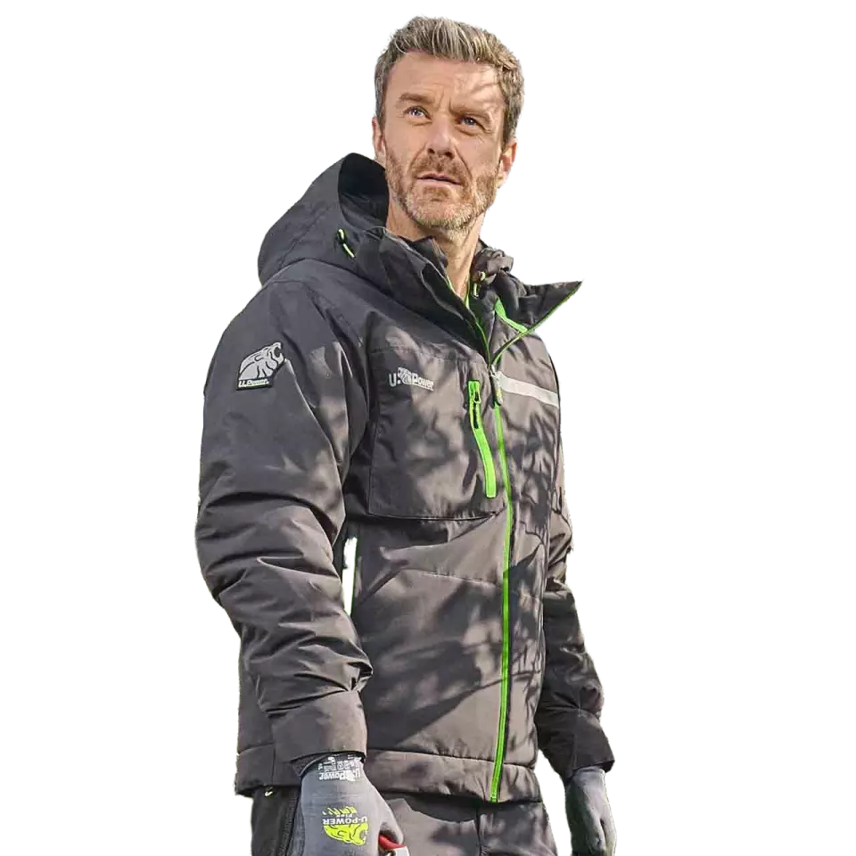U-Power FU255RL, Wink Asphalt Grey/Green Work Jacket, image 2, gallery thumbnail