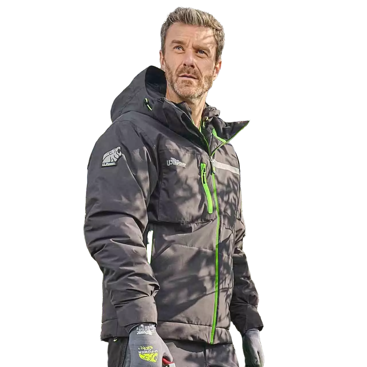 U-Power FU255RL, Wink Asphalt Grey/Green Work Jacket, image 2