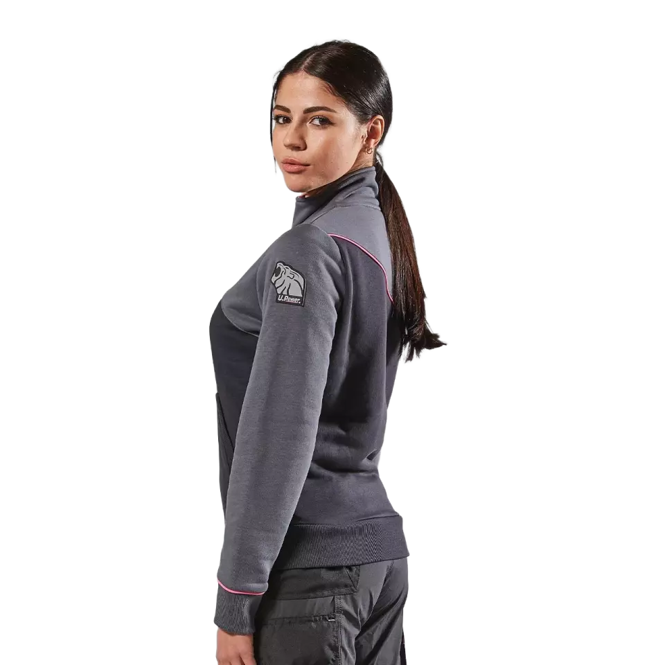U-Power EY243GF, Uranus Lady Grey Fucsia Sweatshirt Jacket, image 5, gallery thumbnail