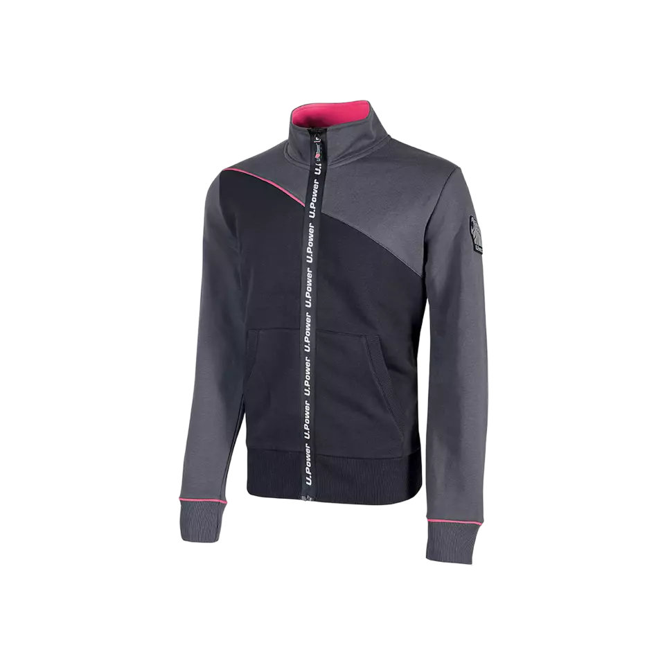 U-Power EY243GF, Uranus Lady Grey Fucsia Sweatshirt Jacket, image 1, gallery thumbnail