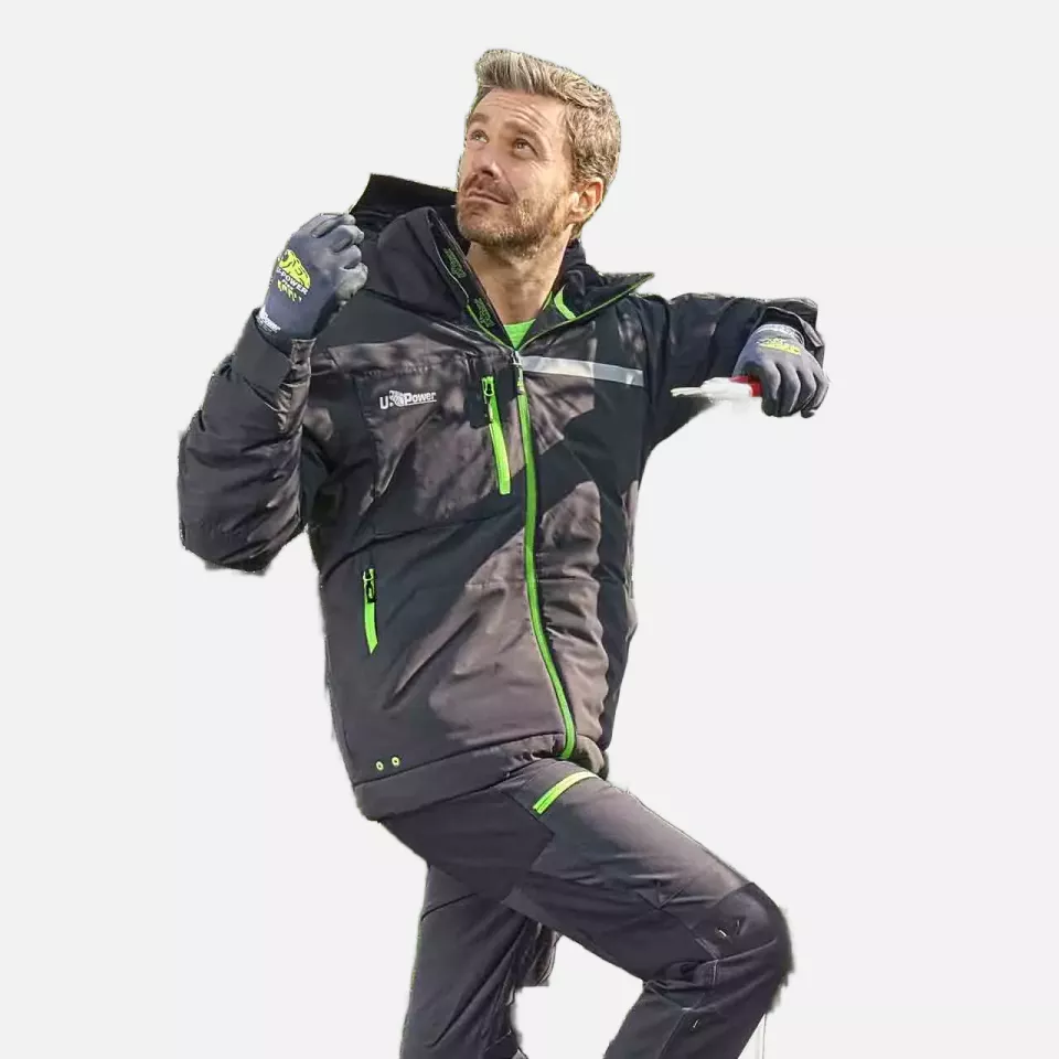 U-Power FU255RL, Wink Asphalt Grey/Green Work Jacket, image 3, gallery thumbnail