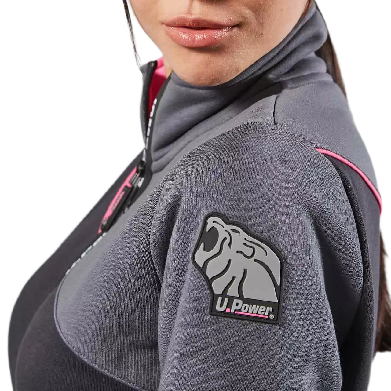 U-Power EY243GF, Uranus Lady Grey Fucsia Sweatshirt Jacket, image 7