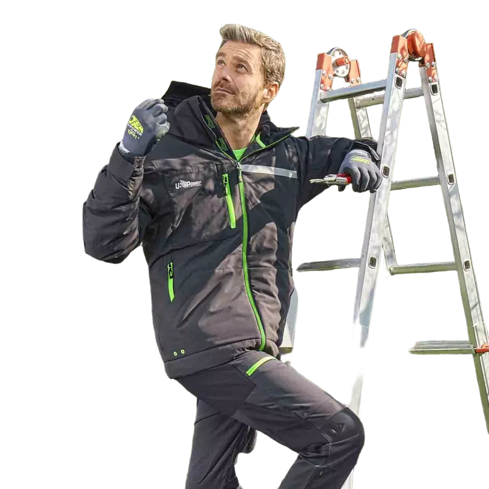 U-Power FU255RL, Wink Asphalt Grey/Green Work Jacket, image 3, gallery thumbnail