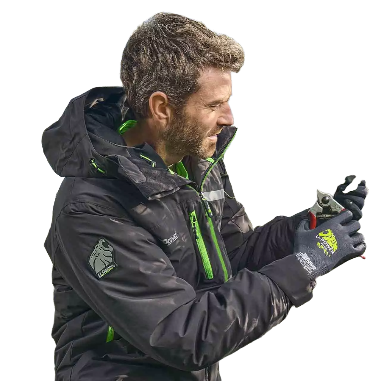 U-Power FU255RL, Wink Asphalt Grey/Green Work Jacket, image 4