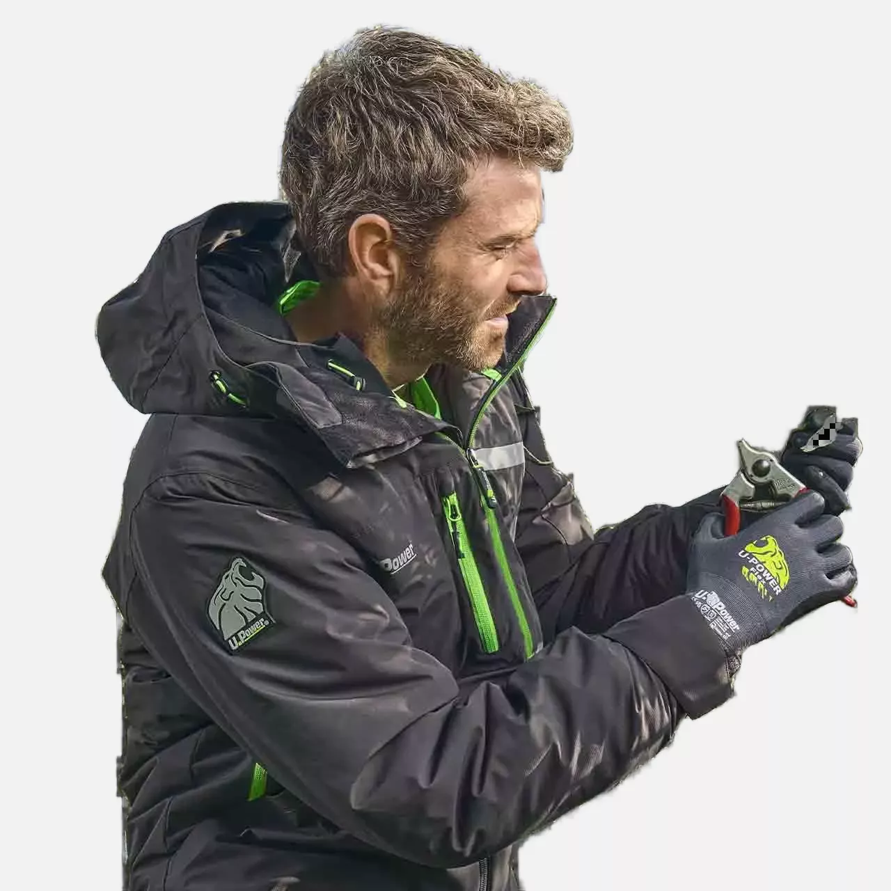 U-Power FU255RL, Wink Asphalt Grey/Green Work Jacket, image 4