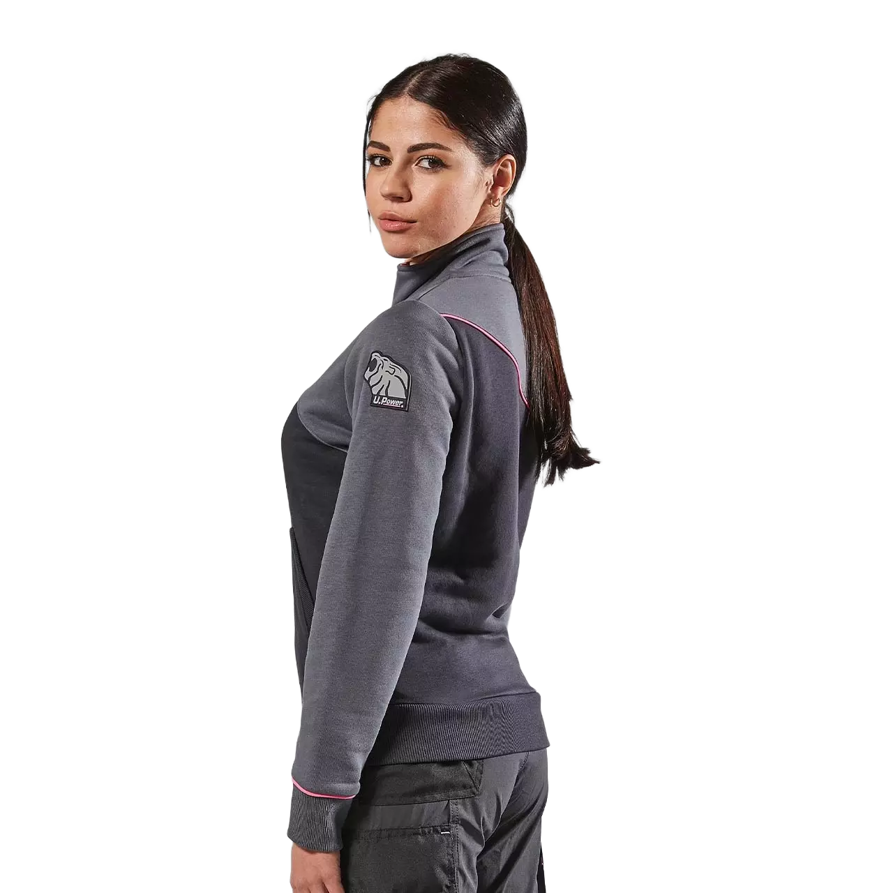 U-Power EY243GF, Uranus Lady Grey Fucsia Sweatshirt Jacket, image 5
