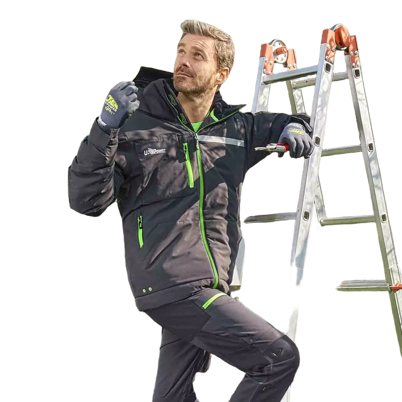 U-Power FU255RL, Wink Asphalt Grey/Green Work Jacket, image 3