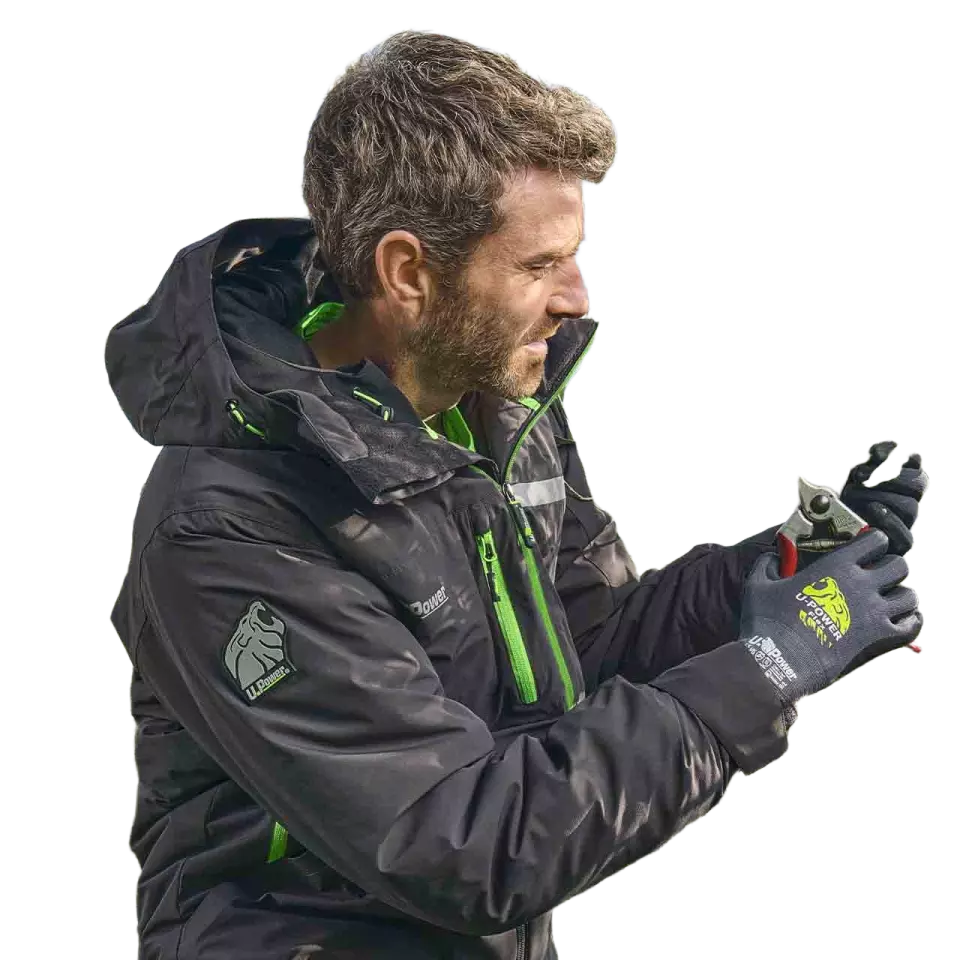 U-Power FU255RL, Wink Asphalt Grey/Green Work Jacket, image 4, gallery thumbnail