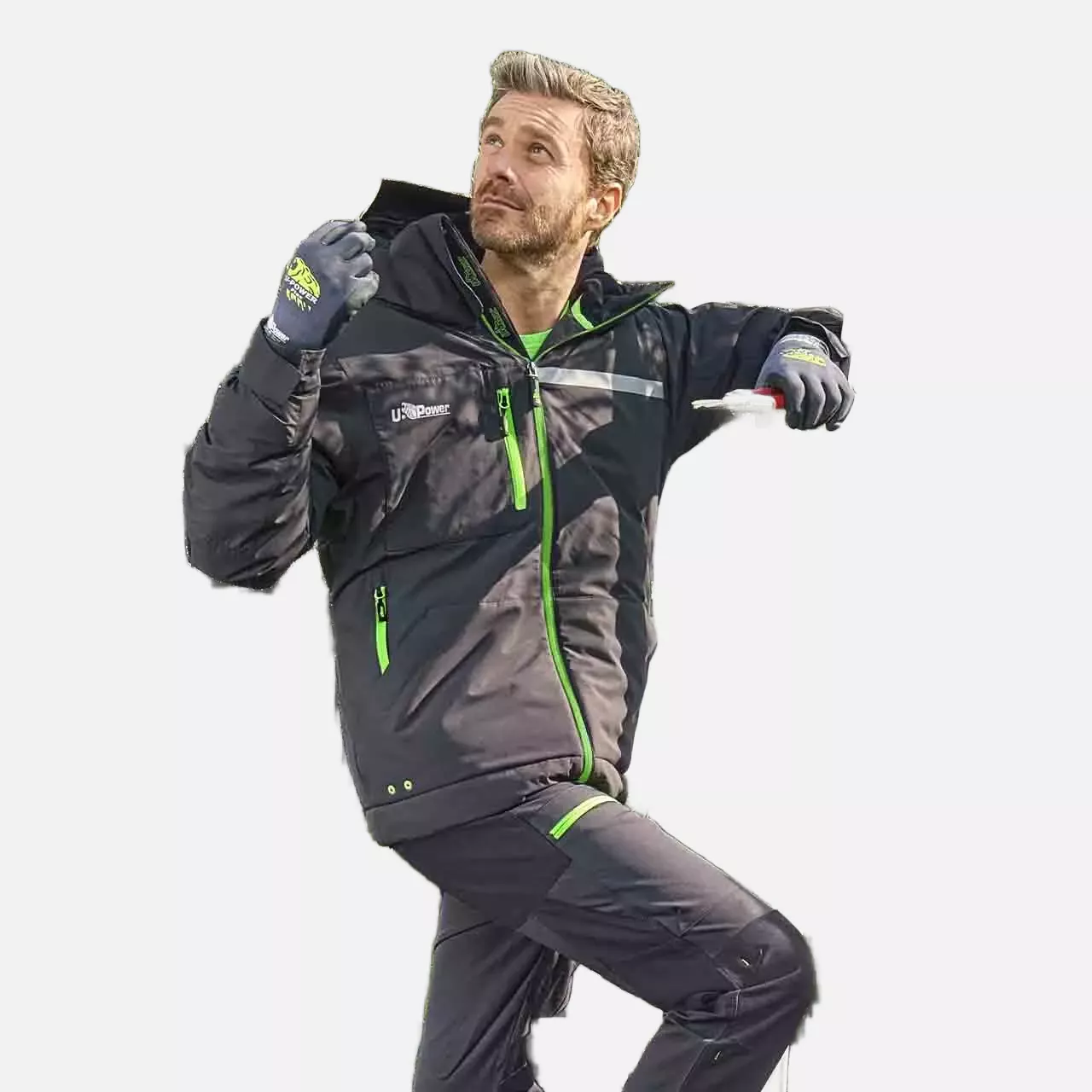 U-Power FU255RL, Wink Asphalt Grey/Green Work Jacket, image 3