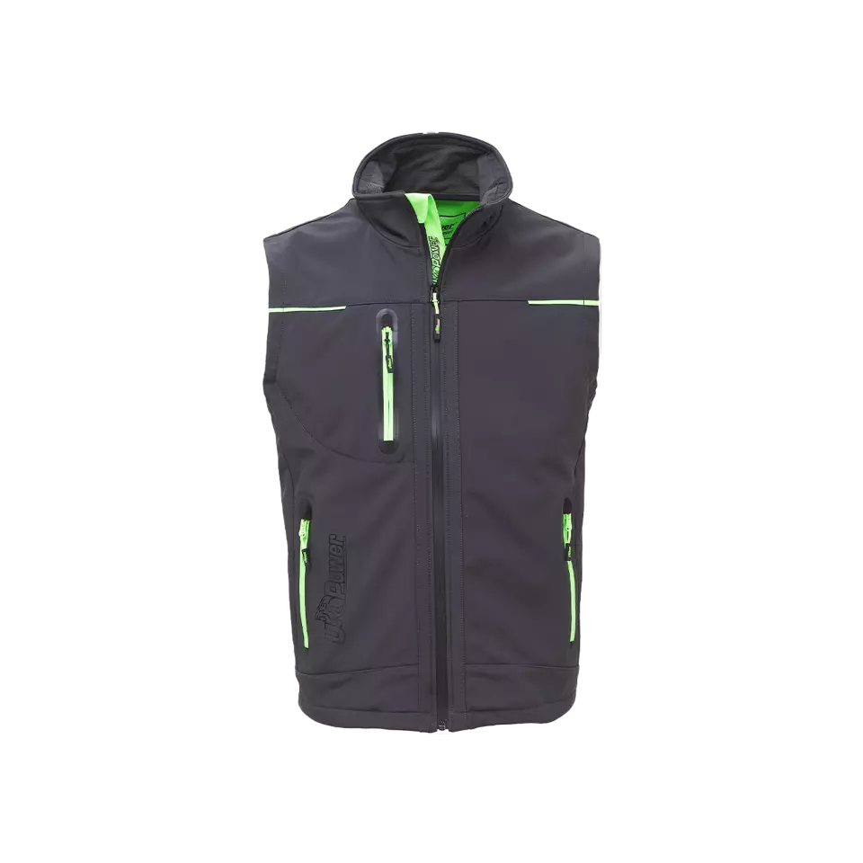U-Power FU188RL, Universe Asphalt Grey/Green Work Vest, image 2, gallery thumbnail