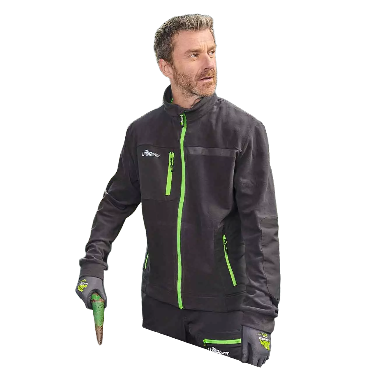 U-Power FU225RL, Venus Asphalt Grey/Green Fleece Jacket, image 2