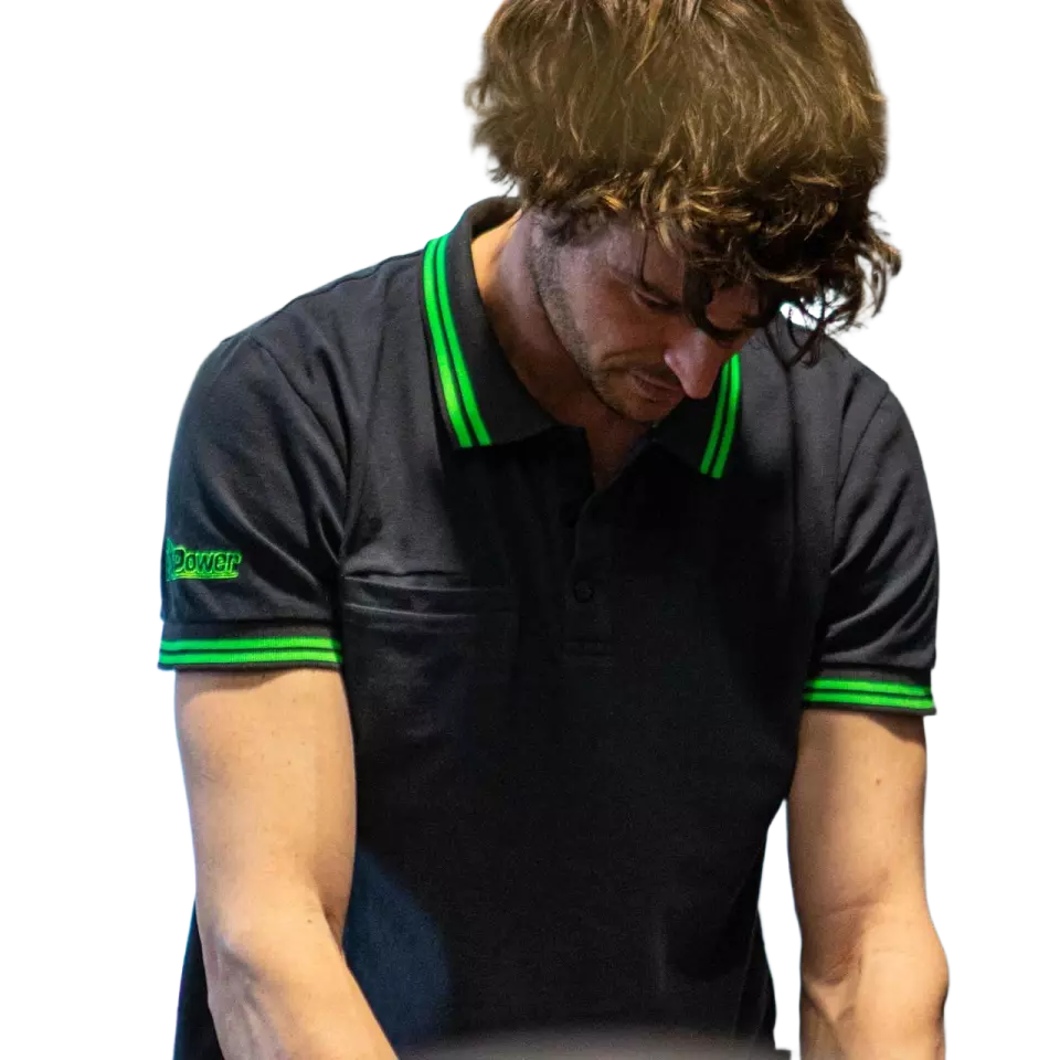 U-Power EY264RL, Way Asphalt Grey/Green Polo, image 3, gallery thumbnail