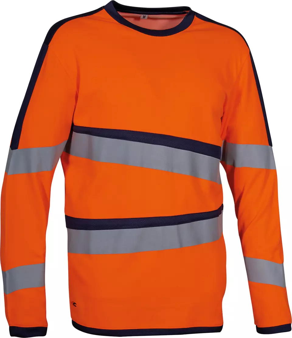 Cofra V658-0-02, Eldoret Long Sleeve Shirt Fluorescent Orange/Navy, image 1, gallery thumbnail