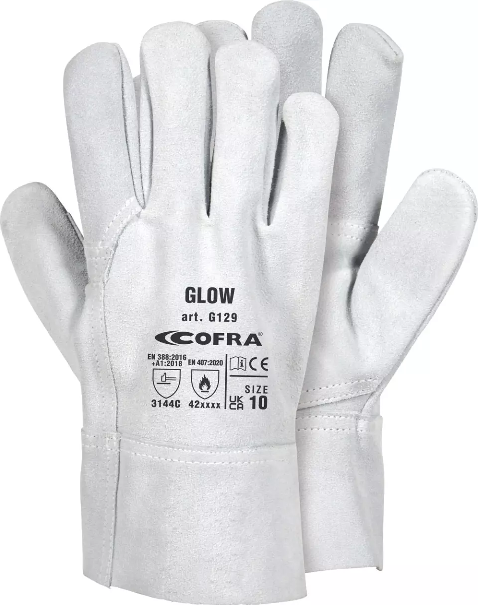 Cofra G129-DD00, Heat-Resistant Reinforced Work Gloves, White, image 1, gallery thumbnail