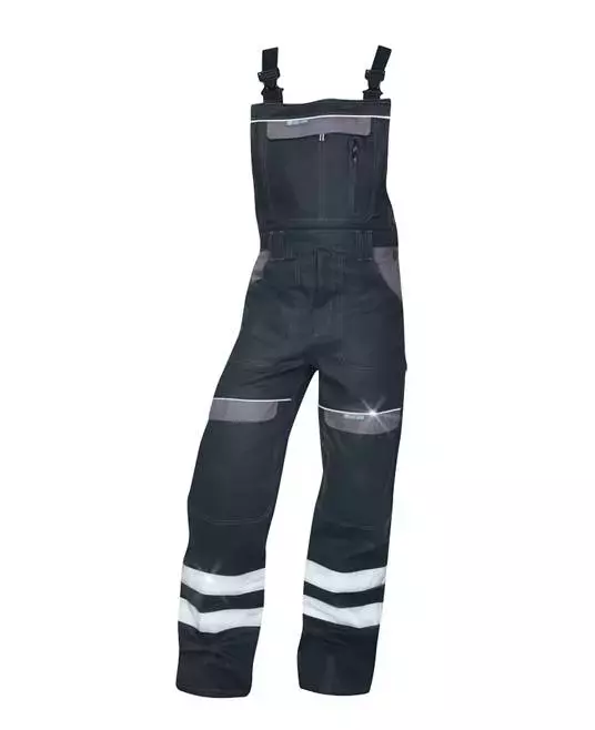 Ardon Safety H8938, Svarta hängselbyxor med reflexränder, image 1, gallery thumbnail