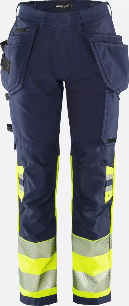 Fristads 134237-171, Green High Vis Craftsman Stretch Trousers Ladies Class 1 2663 GSTP, image 1, gallery thumbnail