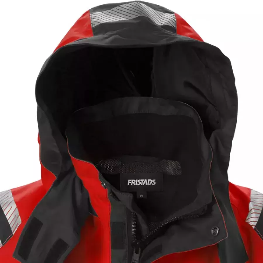 Die abnehmbare Kapuze ermöglicht eine einfache Anpassung an wechselnde Wetter- und Arbeitsbedingungen.