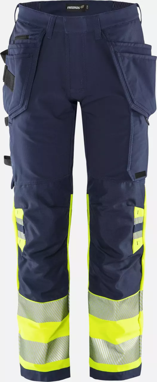 Fristads 134187-171, Green High Vis Craftsman Stretch Trousers Class 1 2643 GSTP, image 1, gallery thumbnail
