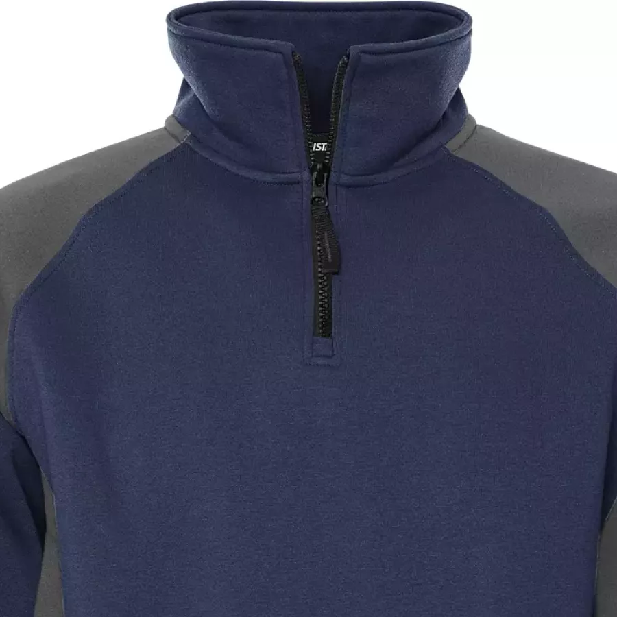 **Stand-Up Collar** adds extra warmth around the neck while giving the sweatshirt a clean, professional look.