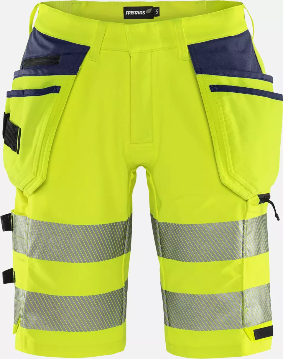 Fristads 134191-171, Green High Vis Craftsman Stretch Shorts Class 2 2646 GSTP, image 1, gallery thumbnail