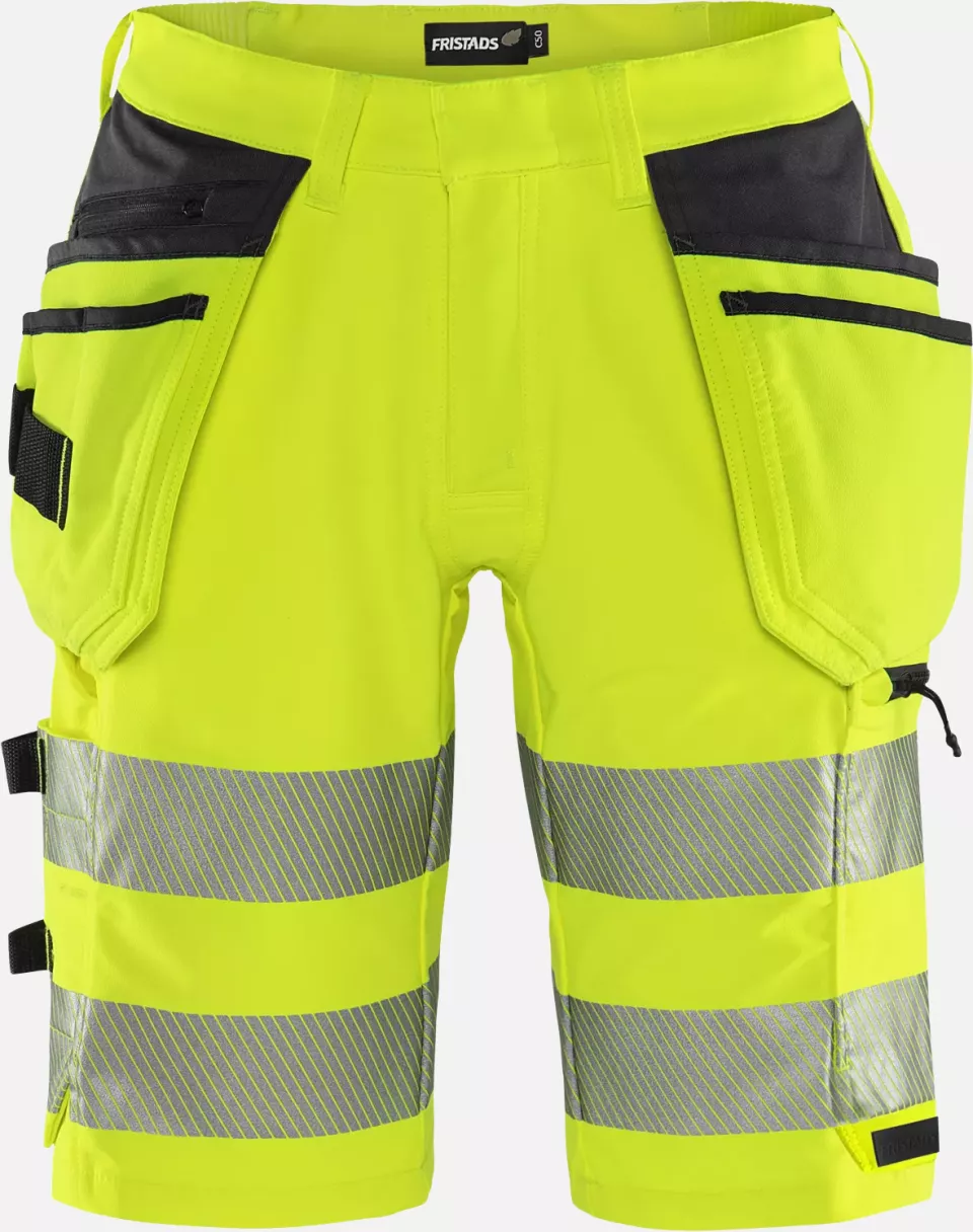 Fristads 134191-196, Green High Vis Craftsman Stretch Shorts Class 2 2646 GSTP, image 1, gallery thumbnail