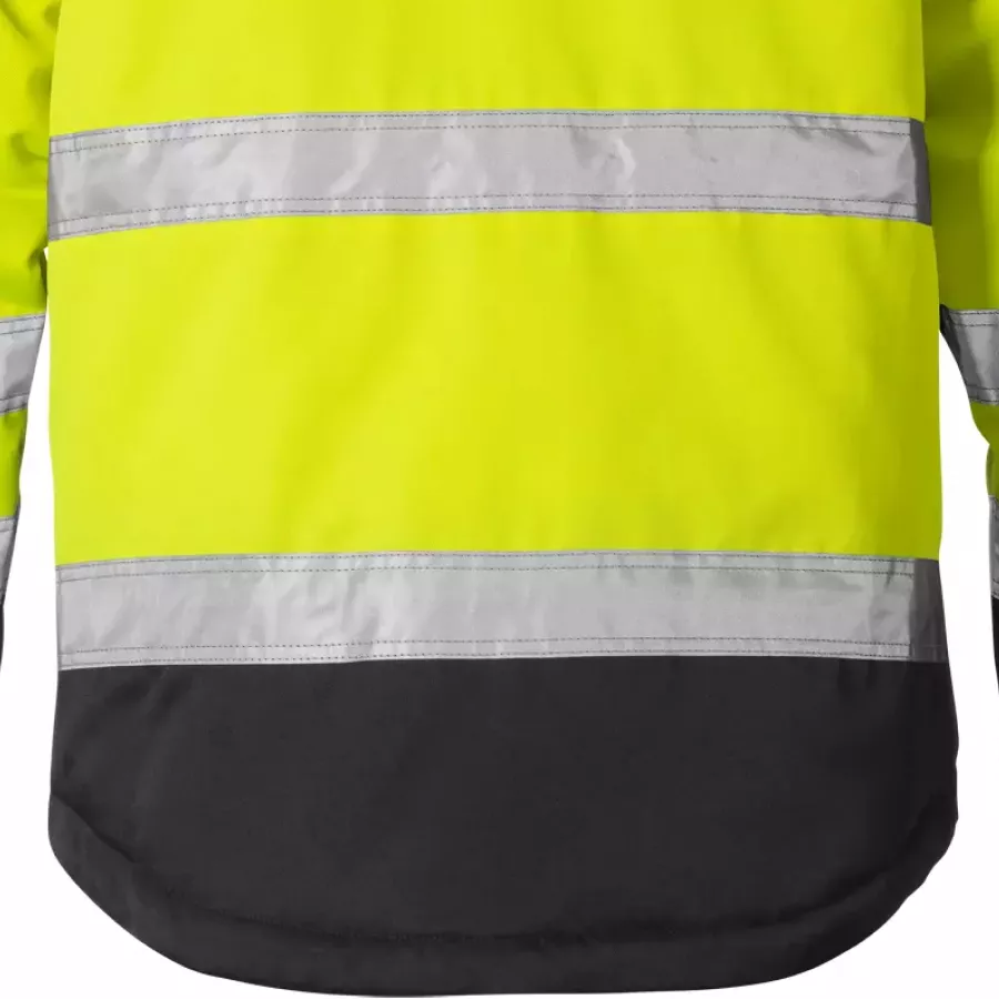 **Verlängerter Rücken** bietet zusätzliche Abdeckung, um Sie beim Bücken oder Strecken warm und geschützt zu halten.