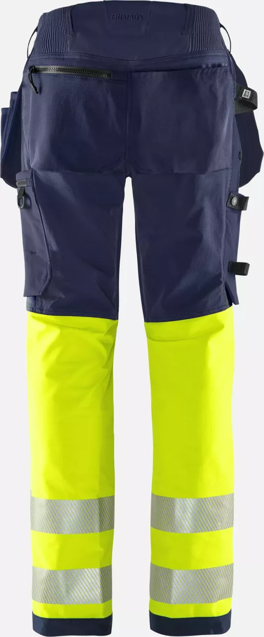 Fristads 134237-171, Green High Vis Craftsman Stretch Trousers Ladies Class 1 2663 GSTP, image 2, gallery thumbnail