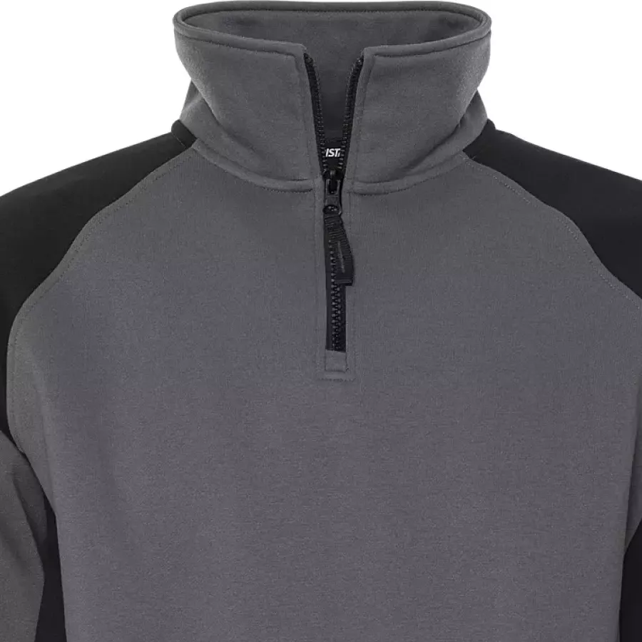 **Stand-Up Collar** adds extra warmth around the neck while giving the sweatshirt a clean, professional look.