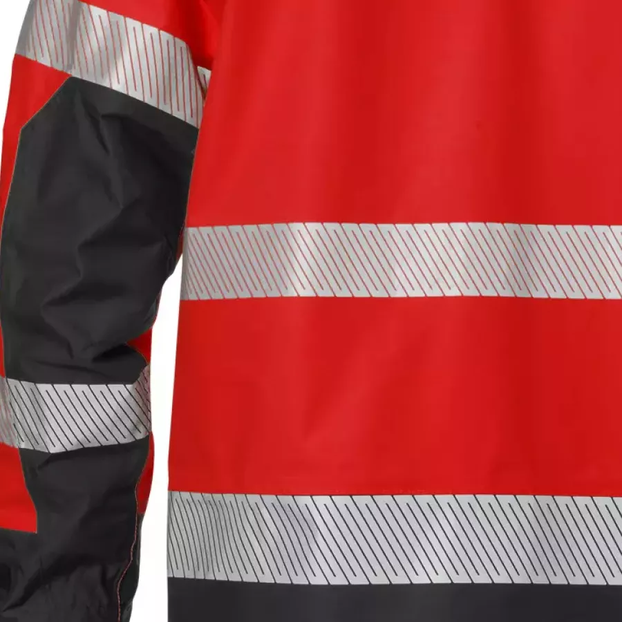 **Reflexstreifen** erhöhen die Sichtbarkeit, damit Sie sich sicher fühlen und bei schlechten Lichtverhältnissen deutlich gesehen werden.