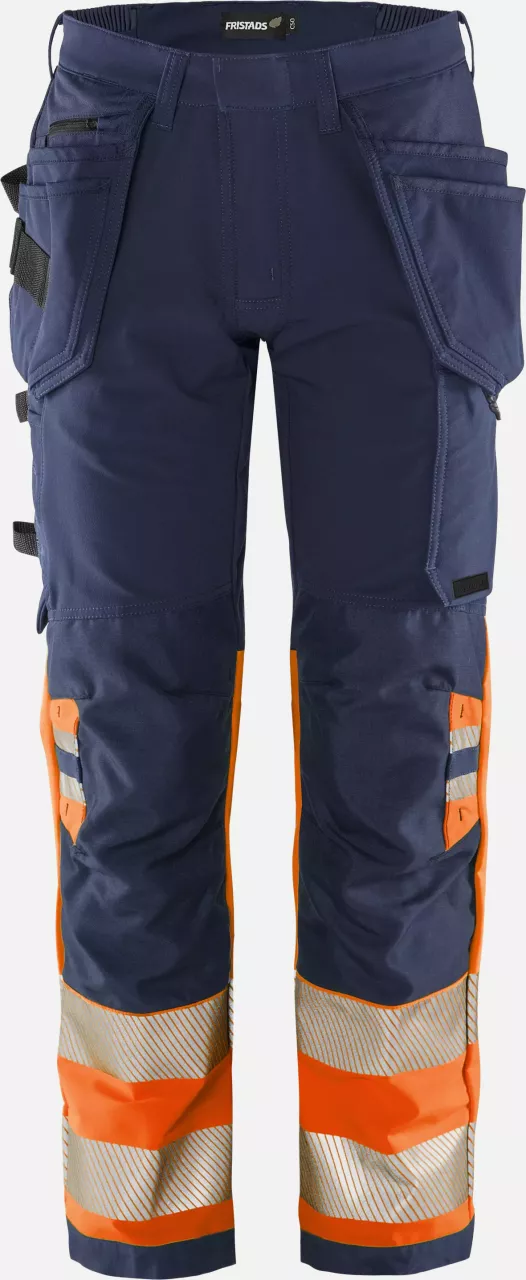Fristads 134187-271, Green High Vis Craftsman Stretch Trousers Class 1 2643 GSTP, image 1, gallery thumbnail